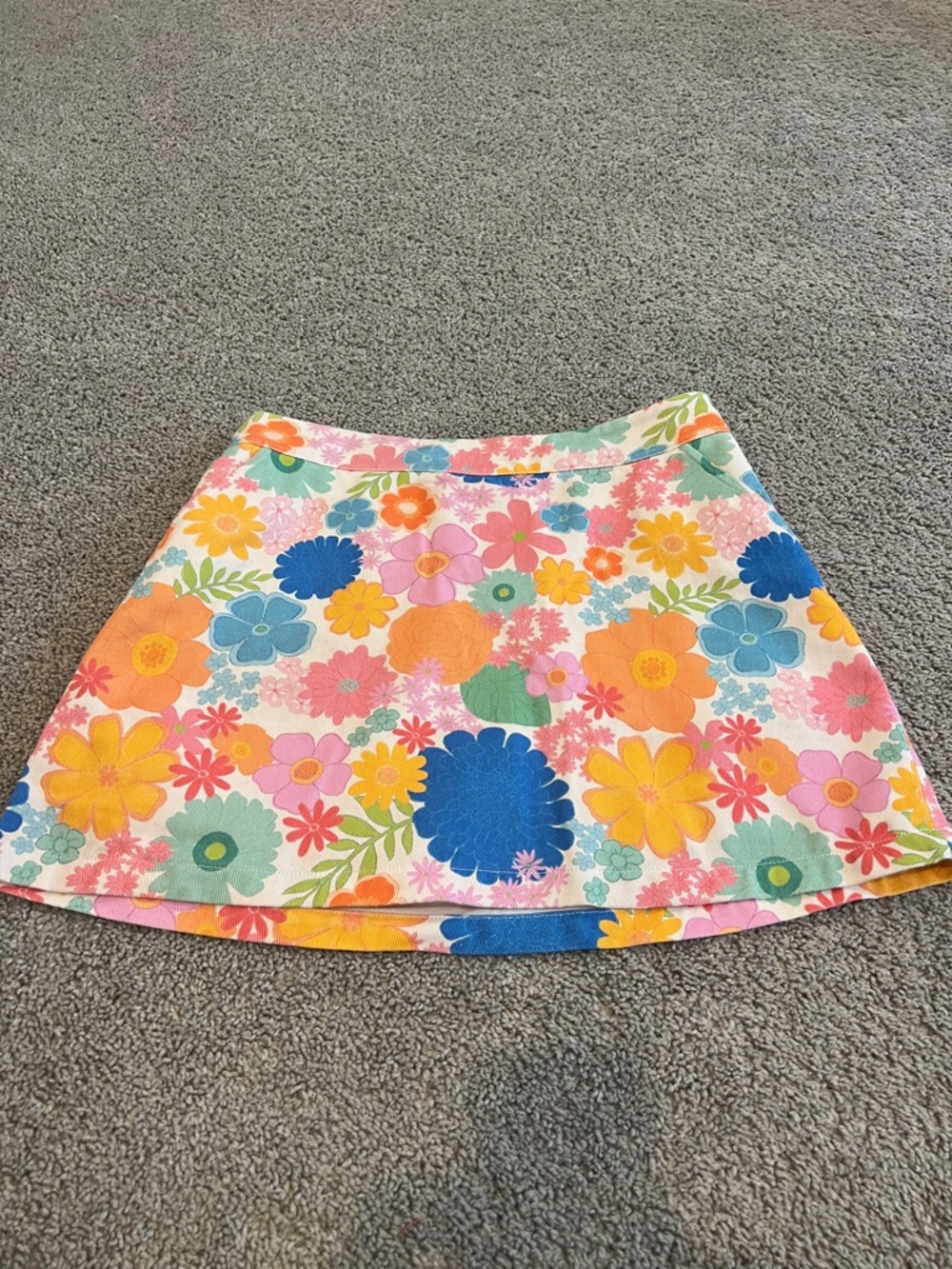 Pink Lily Floral A-Line Mini Skort - Pink, Orange, Yellow, Blue, Green, Cream